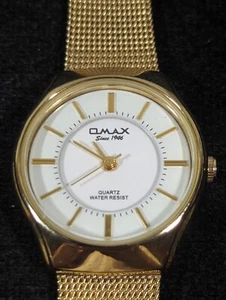Omax Womans White Dial Round Gold Tone Case Mesh Stainless St Band Watch 8 In - Picture 1 of 8