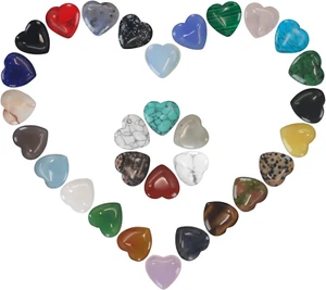 Healing Crystals, 30PCS Heart Healing Crystals Amethyst Heart Love Stones Set Pa - Picture 1 of 7