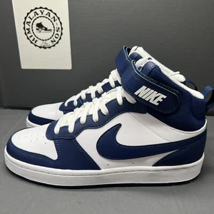 Nike Court Borough Mid 2 (GS) White Blue CD7782 107 Youth Sz 7Y Women Sz 8.5 NEW - Picture 1 of 12