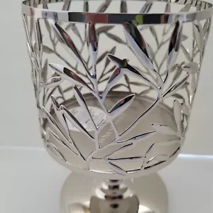 Bath & and Body Works PEDESTAL DE HOJA DE VID 3 mecha Portavelas ~ NUEVO ~ Plateado - Imagen 1 de 4