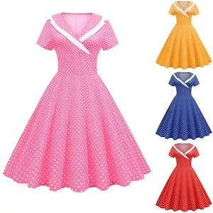 Abito da sposa donna anni 50 60 vintage a pois cocktail Audrey Rockabilly linea A - Foto 1 di 30