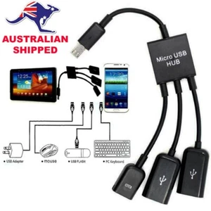 3 in 1 Male to Female Dual Micro USB 2.0 Host OTG Hub Splitter Adapter Cable - Picture 1 of 7