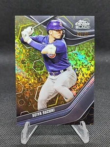 2023 Topps Chrome Black Seiya Suzuki Gold Mini-Diamond Refractor 50/50  Cubs - Picture 1 of 3