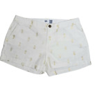 Old Navy Gold Foil Pineapple Linen Shorts Cream Ivory 6