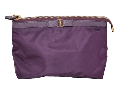 Ferragamo Bag Vara AU22 Makeup Cosmetic Bag Purple Gold Hardware Nylon Leather - Image 1 of 4