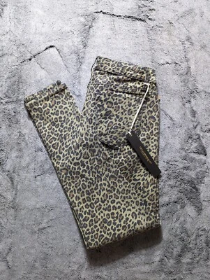 Nuevo con etiquetas Jean ajustado reversible Cult of Individuality negro estampado de leopardo para mujer talla 28 Foto 1 de 4