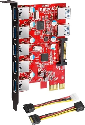 Inateck KTU3FR-502U 7Port USB 3.0 5Gbps PCI Express Expansion Adapter Card SATA - Image 1 of 4