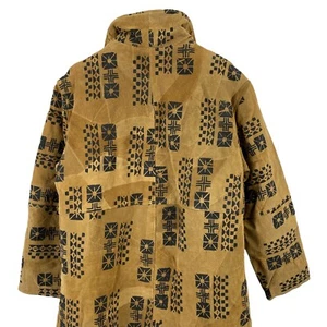 Vintage Robert Luis Mens Coat Aztec Tribal Suede Long Coat Size X-Large XL - Picture 1 of 12