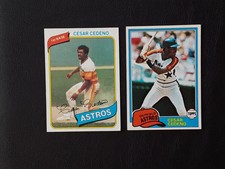 1980 Topps Cesar Cedeno & 1981 Topps Cesar Cedeno Baseball Cards. #370 & #190...