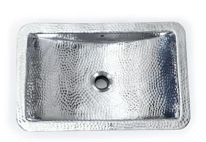 19 5/8" x 12 3/4" Hammered Undermount Bathroom Sink Nickel Look* # HP-HTA20 - Picture 1 of 5