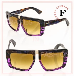 MIU MIU 05O Maquillage Purple Brown MARBLE Havana Rectangle Sunglasses MU05OS - Picture 1 of 12
