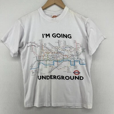 Camisa De Colección Años 90 I'M GOING UNDERGROUND Adulto S Metro Londres Años 90 Blanca Foto 1 de 4