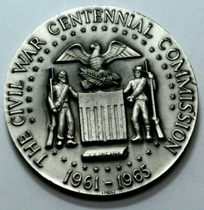 THE CIVIL WAR CENTENNIAL COMMEM. Presidential Medallic Art Co 999 Silver Round  - Picture 1 of 6