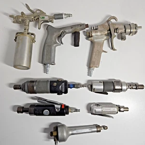 Vintage Lot of 8 Pneumatic Air Tools - Grinders, Sprayers - Puma, ARO, Desoutter - Picture 1 of 17