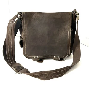 David King Boston Brown Rustic Suede Leather Crossbody Messenger Bag Snap Pocket - Picture 1 of 17