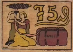 1921 Alemania BLUMENTHAL 75 Phennig billete/dinero de emergencia - Imagen 1 de 2