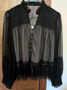 Top Anthropologie medium petite con pizzo nero nuovo con etichetta - Foto 1 di 6