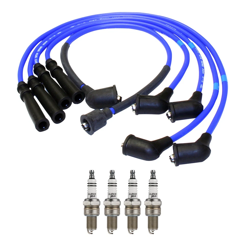 Juego de cables NGK y kit de 4 bujías de níquel Bosch para Ford Aspire 1,3 L L4 NA 94-97 Foto 1 de 1