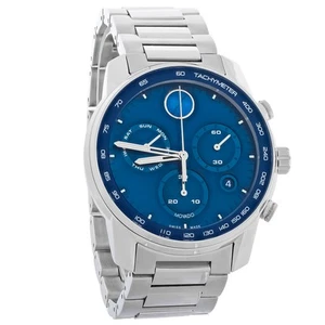 Movado Bold Verso Men's Blue Dial Stainless Chronograph Quartz Watch 3600865 - Picture 1 of 3