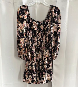 Angie Womens Dress Small Whimsigoth Dark Floral Tiered Balloon Sleeve Boho 18448 - Picture 1 of 10