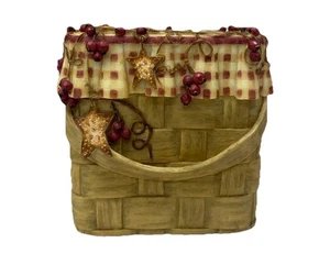 Vintage Hearts Stars Linda Spivey Tissue Box Cover Ceramica Cottagecore Dipinto a Mano - Foto 1 di 10