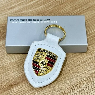 Llavero de cuero Porsche 911 escudo blanco genuino WAP0500950E - Stock en EE. UU. Foto 1 de 4