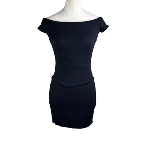 Bailey 44 XS Black & White Stripe Knit Mini Off the Shoulder Bodycon Dress - Picture 1 of 9