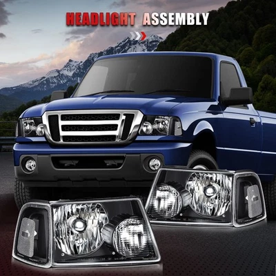 For 2001-2011 Ford Ranger Clear Lens Headlights Assembly Pair Left + Right - Image 1 of 4