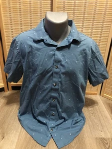 TravisMathew Button Up Vintage Shirt Grayish Blue with Stars Medium M (H576) - Picture 1 of 11