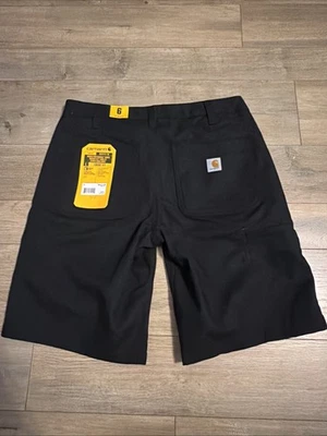 Carhartt Rugged Flex Canvas Work Shorts Womens Size 6 Loose Fit Black - Image 1 of 4