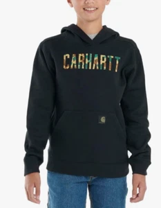 Carhartt Kid's Long-Sleeve Camo Logo Sweatshirt Boys Large (14-16) Caviar Black - Picture 1 of 3