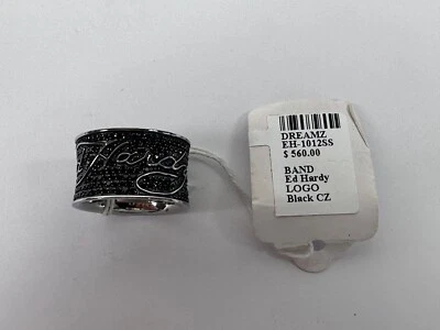 Ed Hardy Negro Pavé Eternidad Logo Banda Acero Inoxidable DREAMZ Raro Auténtico Foto 1 de 4
