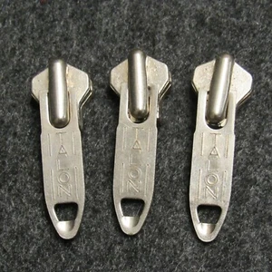 (3) Vintage Talon Large Steel Jacket Zipper Heads w/ Fobs 2" Deco Unused - Picture 1 of 3