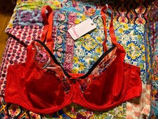 Freya Red Floral & Lace Bra Size 16E Brand New With Tags