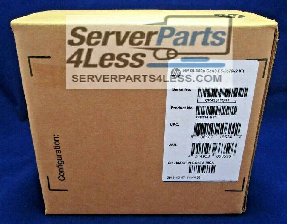 746114-B21 HP E5-2670V2 DL360P GEN 8 PROCESSOR KIT 712508-B21 **NEW RETAIL** - Image 1 of 4