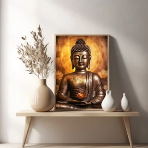 Schöner friedlicher Buddha Status Kunstdruck Leinwand moderne Wandkunst bestes Geschenk - Bild 1 von 10