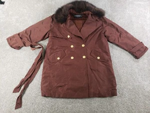 Chaqueta Louis Feraud para mujer 6 doble pecho de gran tamaño con ribete de piel de mapache genuino - Imagen 1 de 17