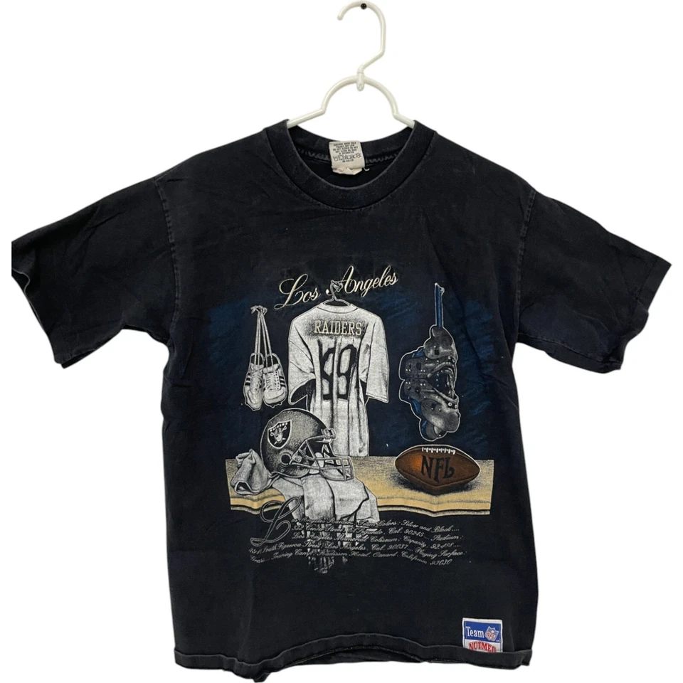 NFL X Nutmeg Mills T-Shirt Mens Size L Black Cotton Los Angeles Raiders Vintage - Image 1 of 4