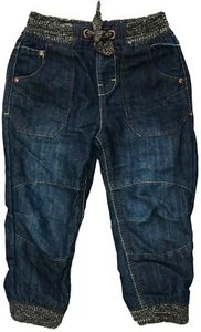 Jean para niños azul denim suave elástico marrón cintura acanalada - Imagen 1 de 2