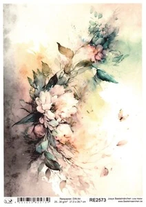 Reispapier A4 Strohseide Decoupage Vintage Blumen Blumenmotiv Hintergrund RE2573 - Bild 1 von 1