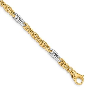 10K Solid Two Tone Gold 5.38mm Link Chain Bracelet - Picture 1 of 18