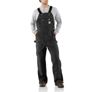 R02 BLACK Carhartt Duck Bib Overall Lined 48 X 34 - Picture 1 of 2