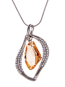 Ali-Market Topaz Tone Crystal Elements Treasure of Life Rhinestone Necklace - Picture 1 of 5