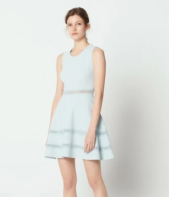 Mini Vestido SANDRO Paris 152350 Carrie con Inserción de Encaje en Azul Gris Talla 36 Foto 1 de 4