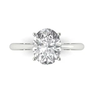 2.5Ct Oval Cut VVS1 Zirconia Diamond Solitaire Engagement Ring, 14K White Gold - Picture 1 of 11
