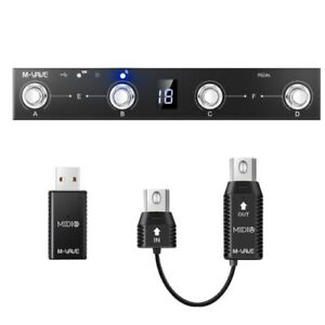 M-VAVE BT Wireless MIDI Foot Controller Pedal 4 Buttons with MIDI Adapter K4F7
