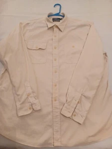Vintage Polo Ralph Lauren Dungaree WorkShirt XL Ivory Double Pocket - Picture 1 of 5