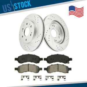 Front Drilled Rotors Brake Pads for Buick Enclave Chevrolet Traverse GMC Acadia