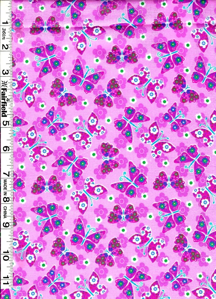 Pink Small Butterfly Allover by Springs Creative 1 yd 22" - Image 1 of 1