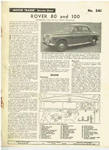 ROVER P4 80 & 100 SALOON ORIG. 1960 MOTOR TRADER TECHNICAL DATA/SERVICE BULLETIN - Picture 1 of 1